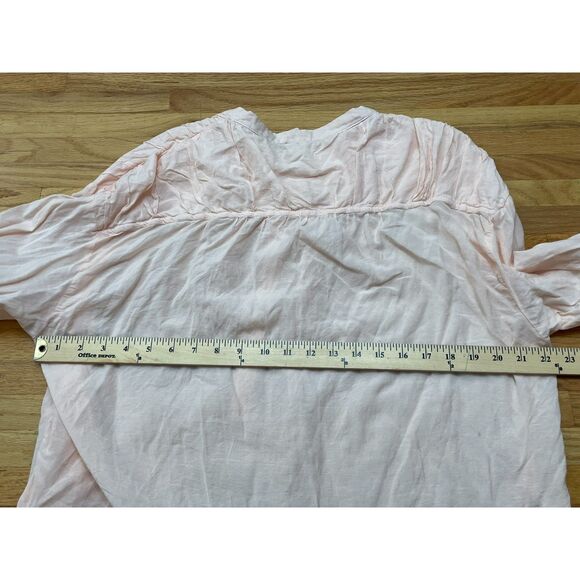 Pilcro Women's Top Blouse Shirt Peasant Henley Button Lightweight Soft Pink Boho - Picture 7 of 9